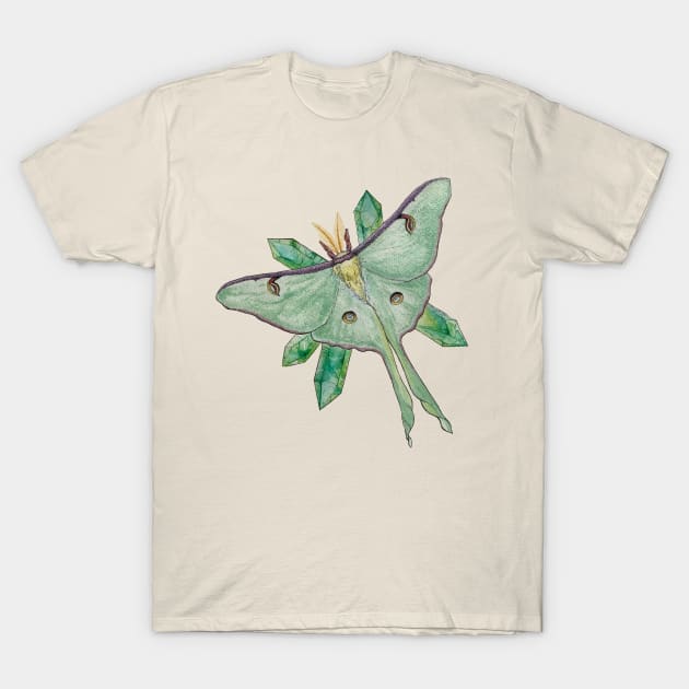 Actias luna with green fluorite points T-Shirt by JJacobs